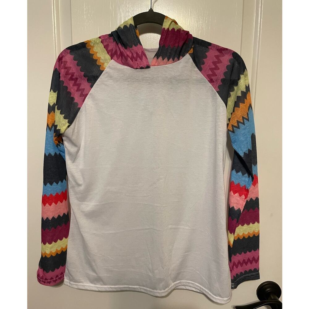 Striped womens large hooded long sleeve tshirt